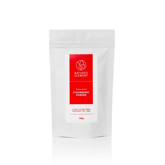 Natures_Element_Freeze_Dried_Strawberry_Powder Liofilizuotų braškių milteliai 50g