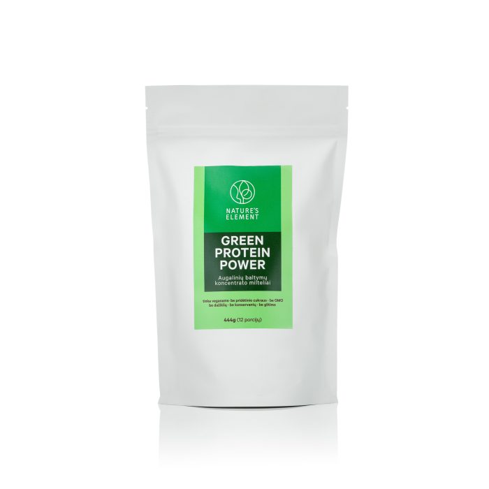 green_proetein Augalinių baltymų kokteiliai susu kanapių baltymais ir spirulina