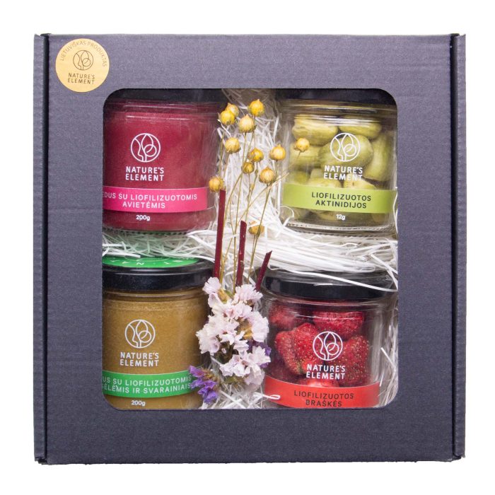 Liofilizuotu uogu ir medaus rinkinys Liofilizuotu uogu ir medaus rinkinys